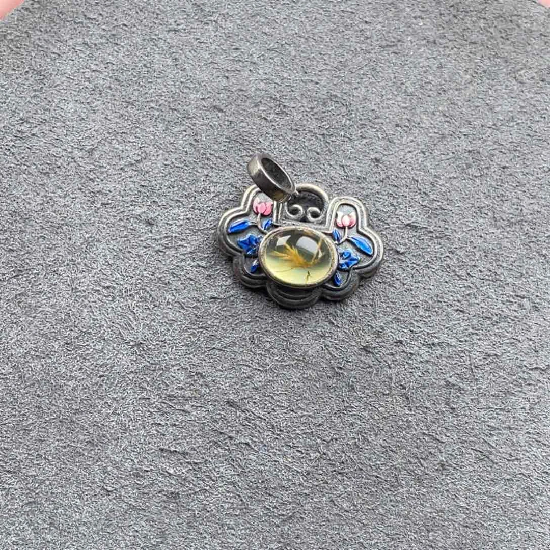 银S925镶嵌蛇纹石玉颈饰