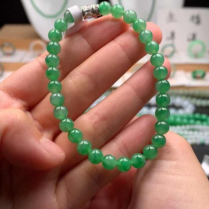 Y***翡翠未镶嵌手串天然缅甸A货翡翠