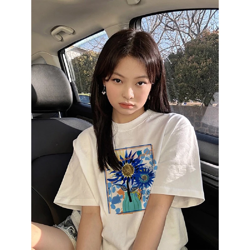 胖mm300斤白色正肩短袖t恤女2025新款设计感小众美式百搭半袖上衣