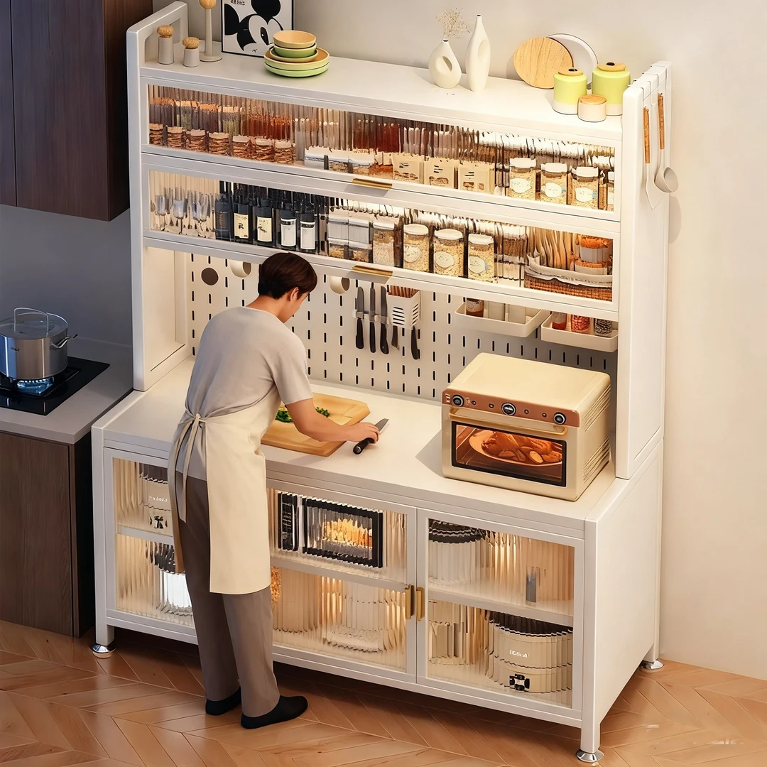2025新款厨房置物架多功能收纳柜台面可操作餐边柜落地夹缝储物柜