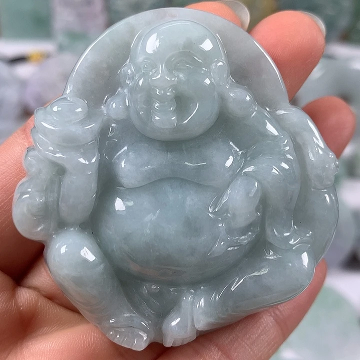 翡翠未镶嵌颈饰逍遥佛福利卡厚12+