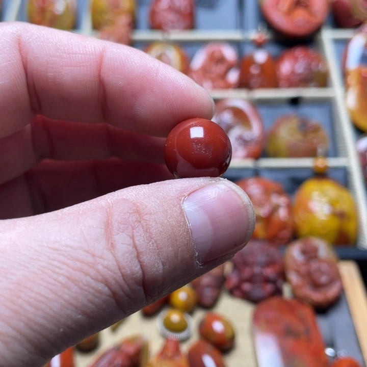 玛瑙/玉髓战国红圆珠未镶嵌前**缘