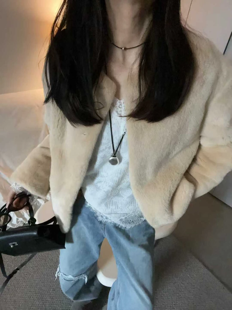 【Miss 程】冬季质感简约水貂短外套