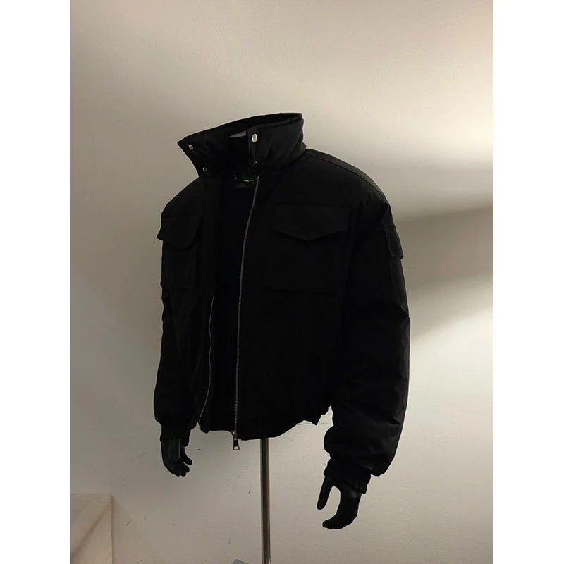 机能风工装飞行员夹克棉服男美式复古潮牌立领保暖加厚廓形棉衣冬