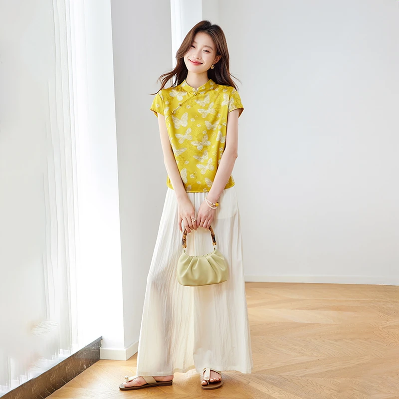 真丝2025夏季新款时尚大气简约显白显瘦高级感时髦薄款女士两件套