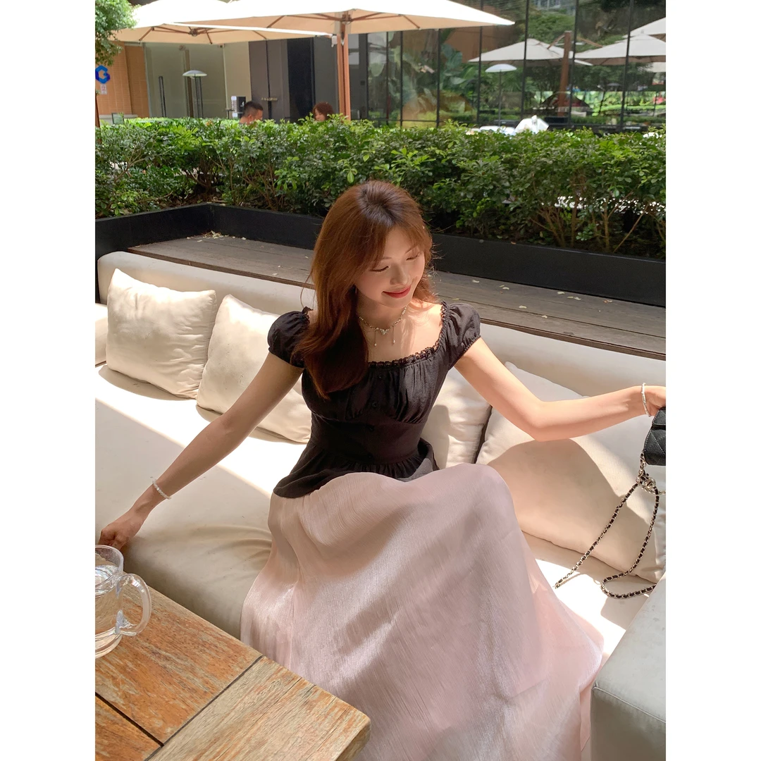 【福利清仓NO退NO换】切糕自制【粉荔幻境】小个子夏季长裙女洋气温柔