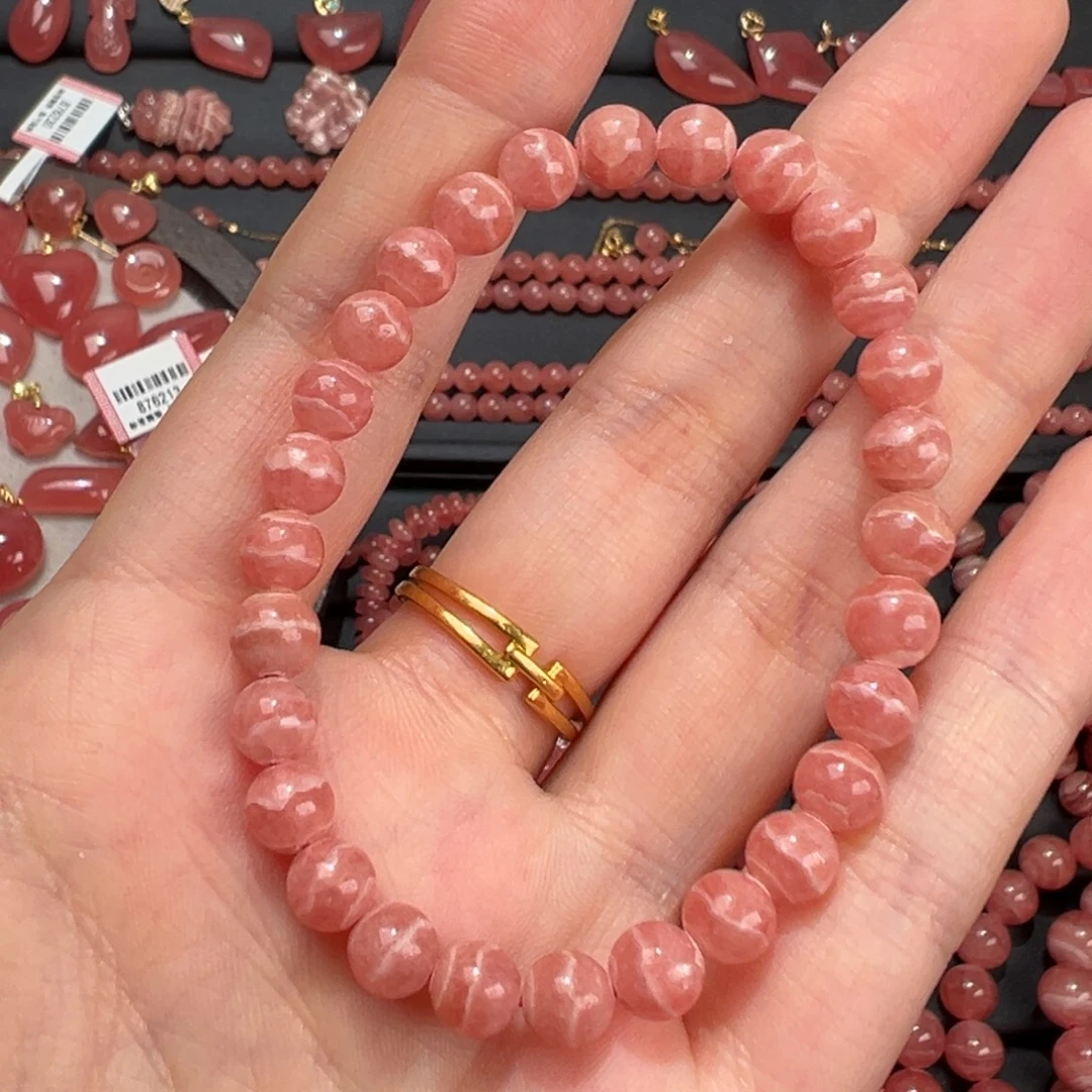 菱锰矿（红纹石）未镶嵌手绳