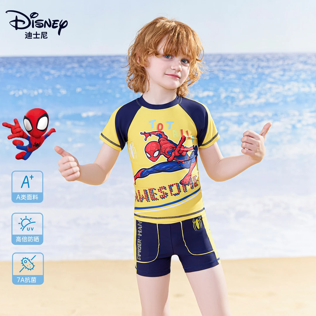 迪士尼儿童男童游泳衣2025新款分体防晒中小童男孩小宝宝温泉套装