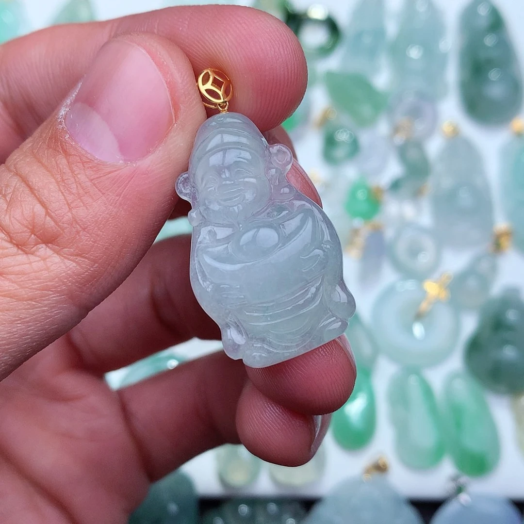 翡翠吊坠(不含链)18K金镶嵌