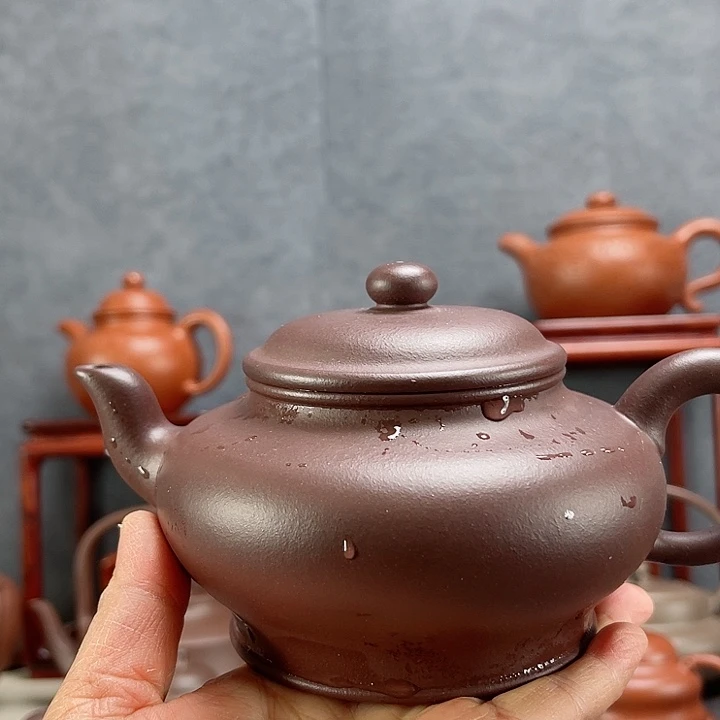 紫砂茶壶天*龙血砂虚扁