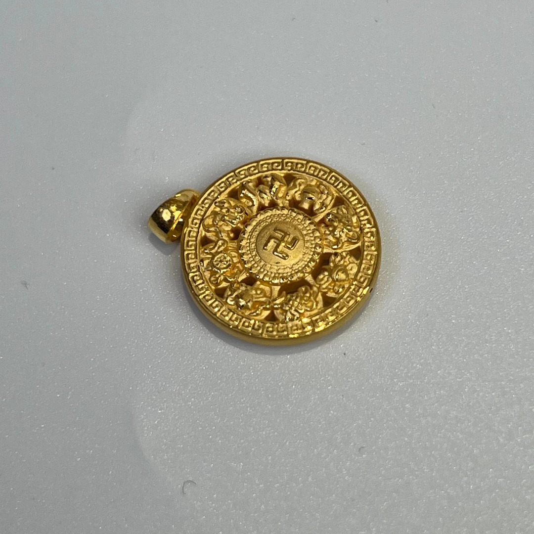 【雅婷专属】足金999 福字小八宝罗盘 3.23 GP062 卡23mm