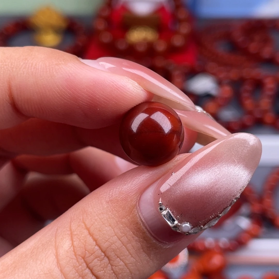 南红玛瑙未镶嵌其他全品）天然11.8mm瓦西牛血红原矿单珠