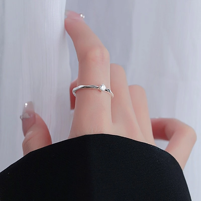CUOOYINO/初影 925银戒指 【波纹】精致百搭戒指女设计感轻奢开口戒