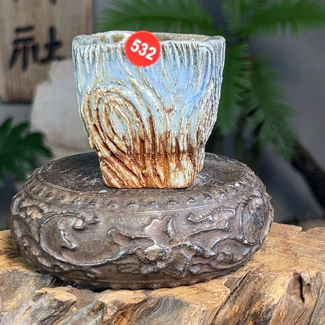 杯532柴烧手捏主人杯自然落灰釉