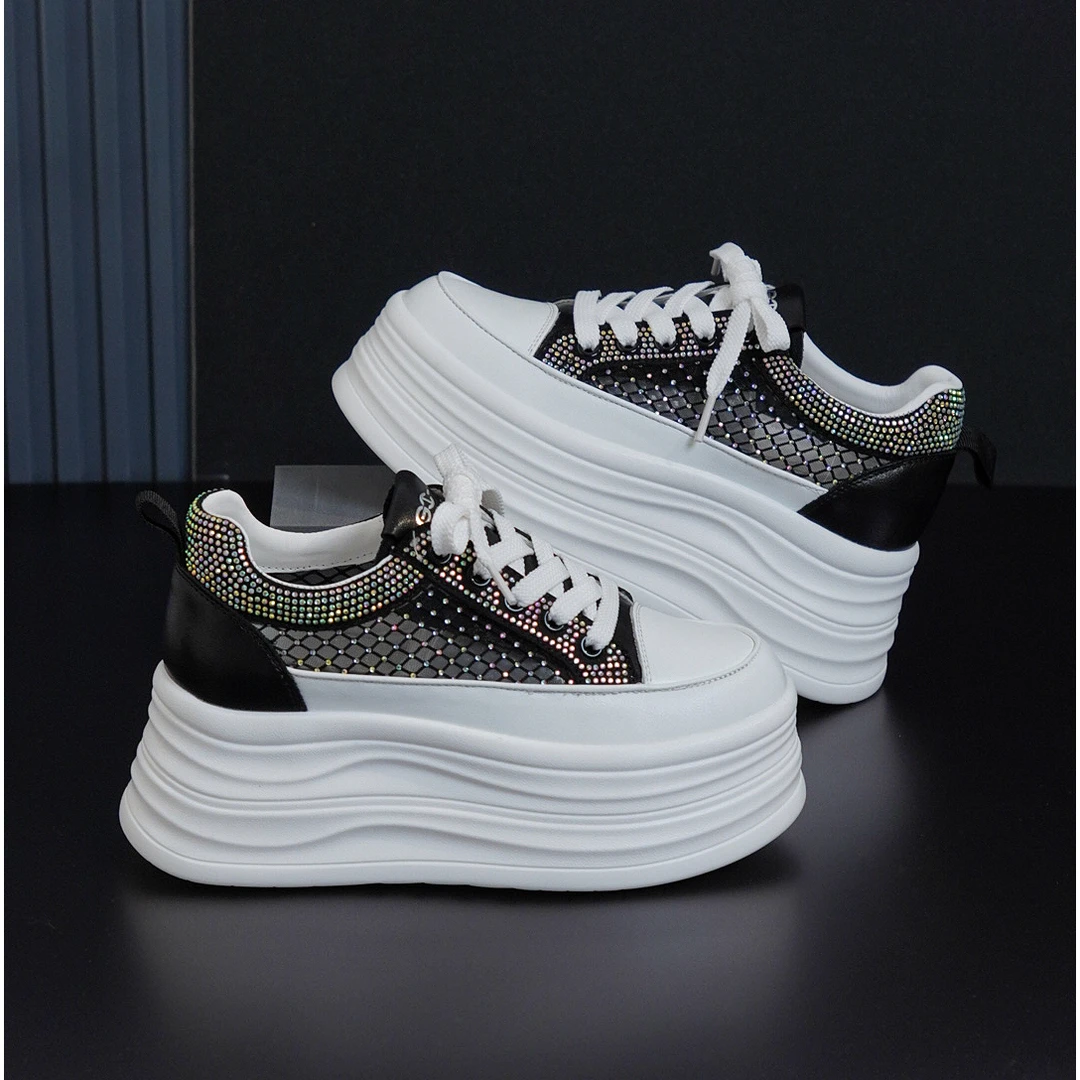 小白鞋女2025夏季新款厚底百搭休闲运动鞋韩版时尚网面透气鞋子女