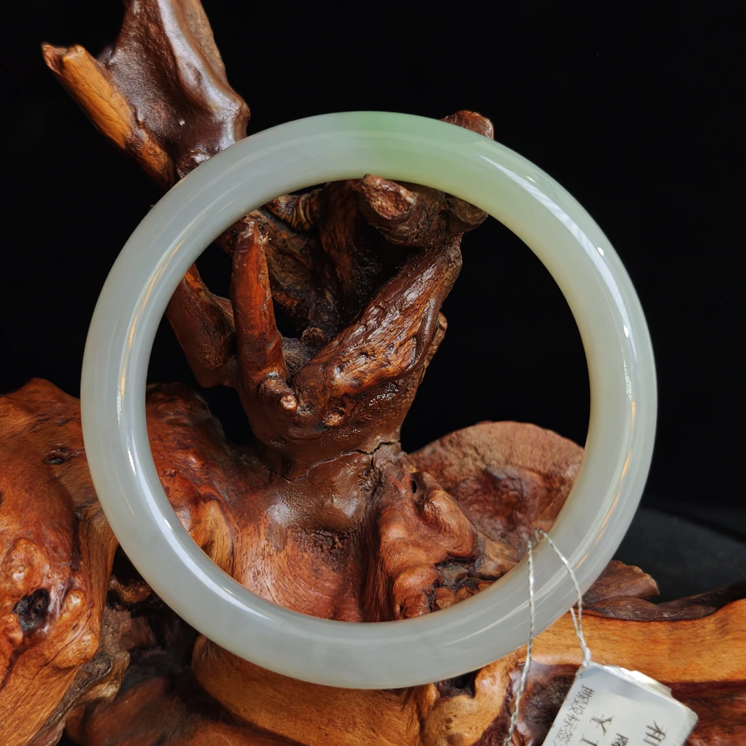 【國玉晓芸】3010和田玉冰烟紫翠青三色正装手镯57圈