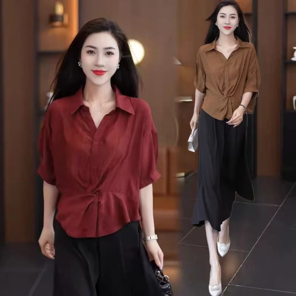 法式气质超好看短袖衬衫女2025夏季新款时尚洋气减龄显瘦百搭上衣