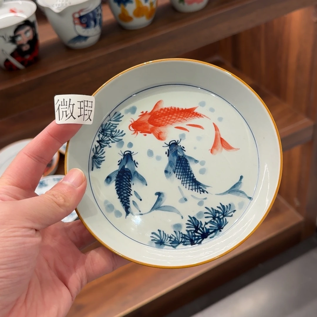 釉下手绘茶具微瑕