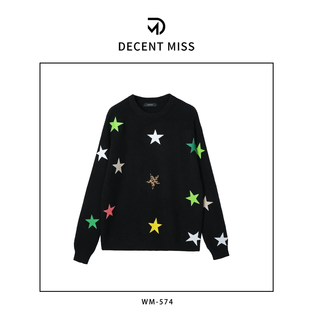 DECENT MISS重工定制古典传承手工精制时尚五角星毛衣WM-574