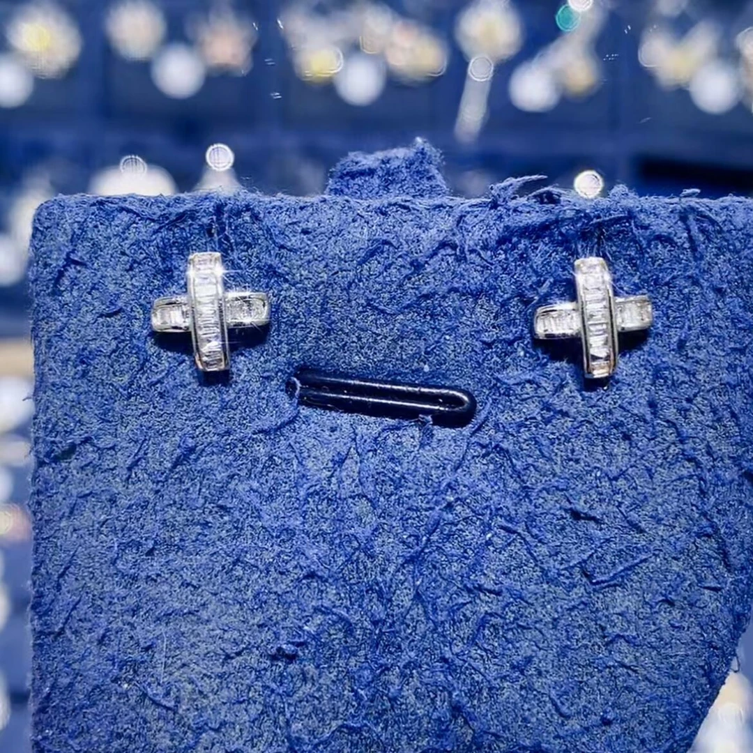 【蒂凡妮珠宝】18k金交叉X钻石耳钉简单百搭 源头工厂价