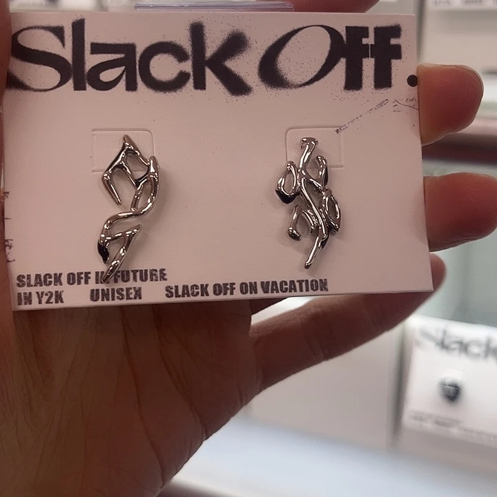 合金925银抽象线条耳环