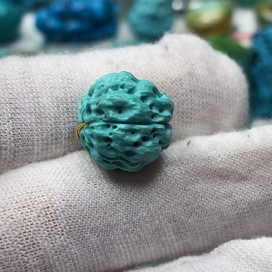 银S925镶嵌绿松石天然原矿 带武汉地大证书