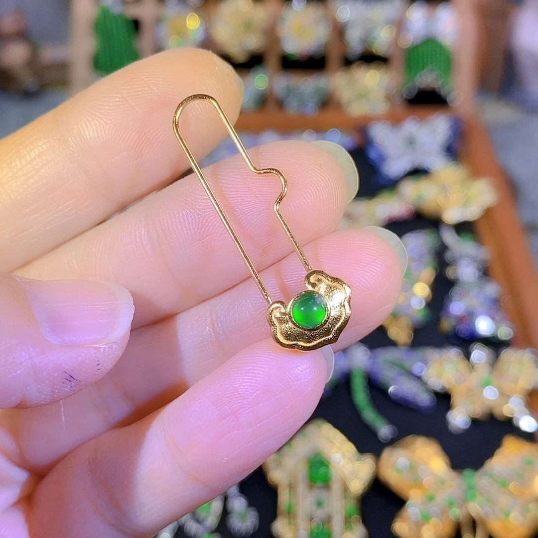 吊坠(不含链)银S925镶嵌翡翠