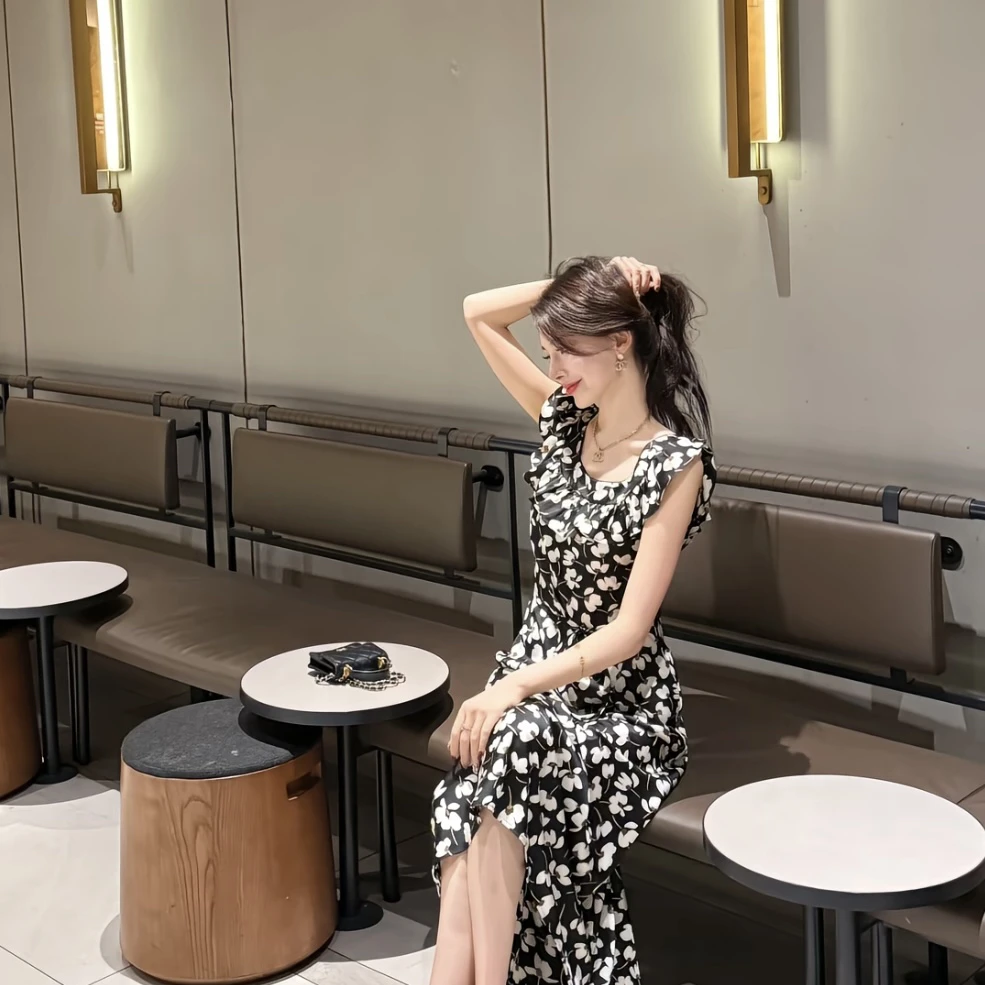 GIRDEAR/哥弟「邂逅优雅」优雅气质连衣裙附腰带复古设计150005