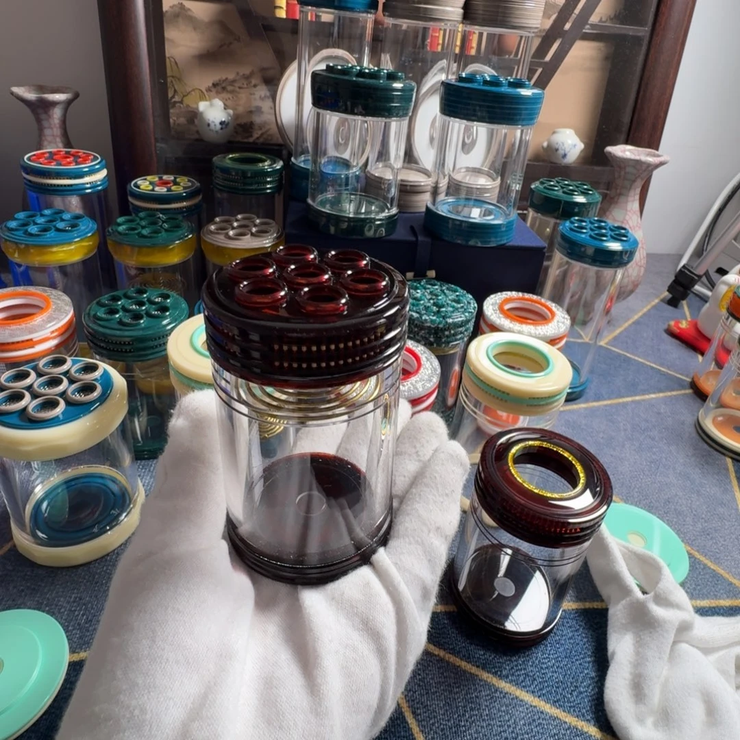 山***雪茶色七眼谭本罐60直径一对