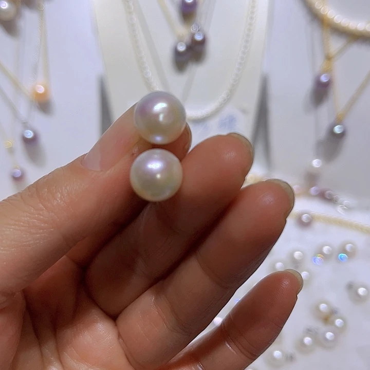 淡水珍珠白珠耳钉35合金