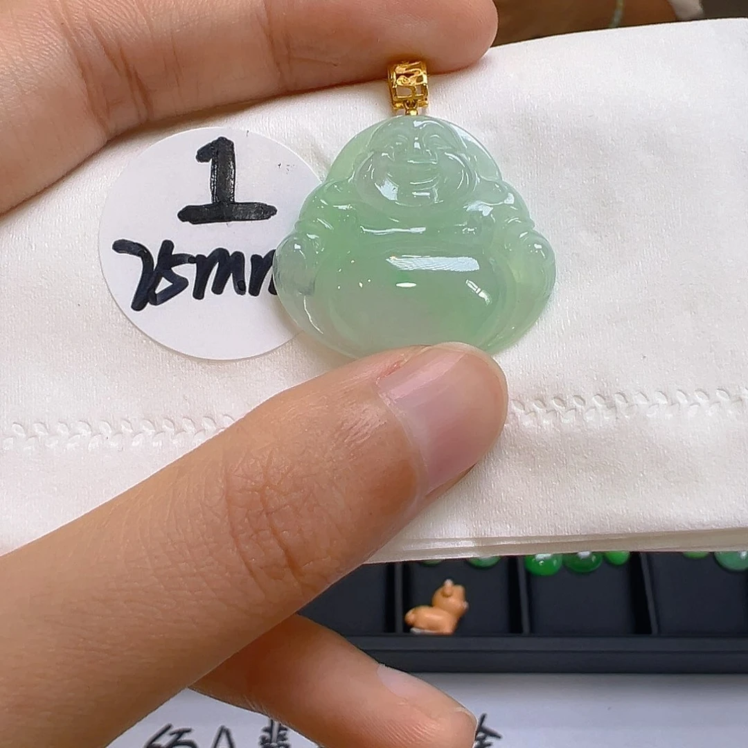 翡翠18K金镶嵌吊坠(不含链)我