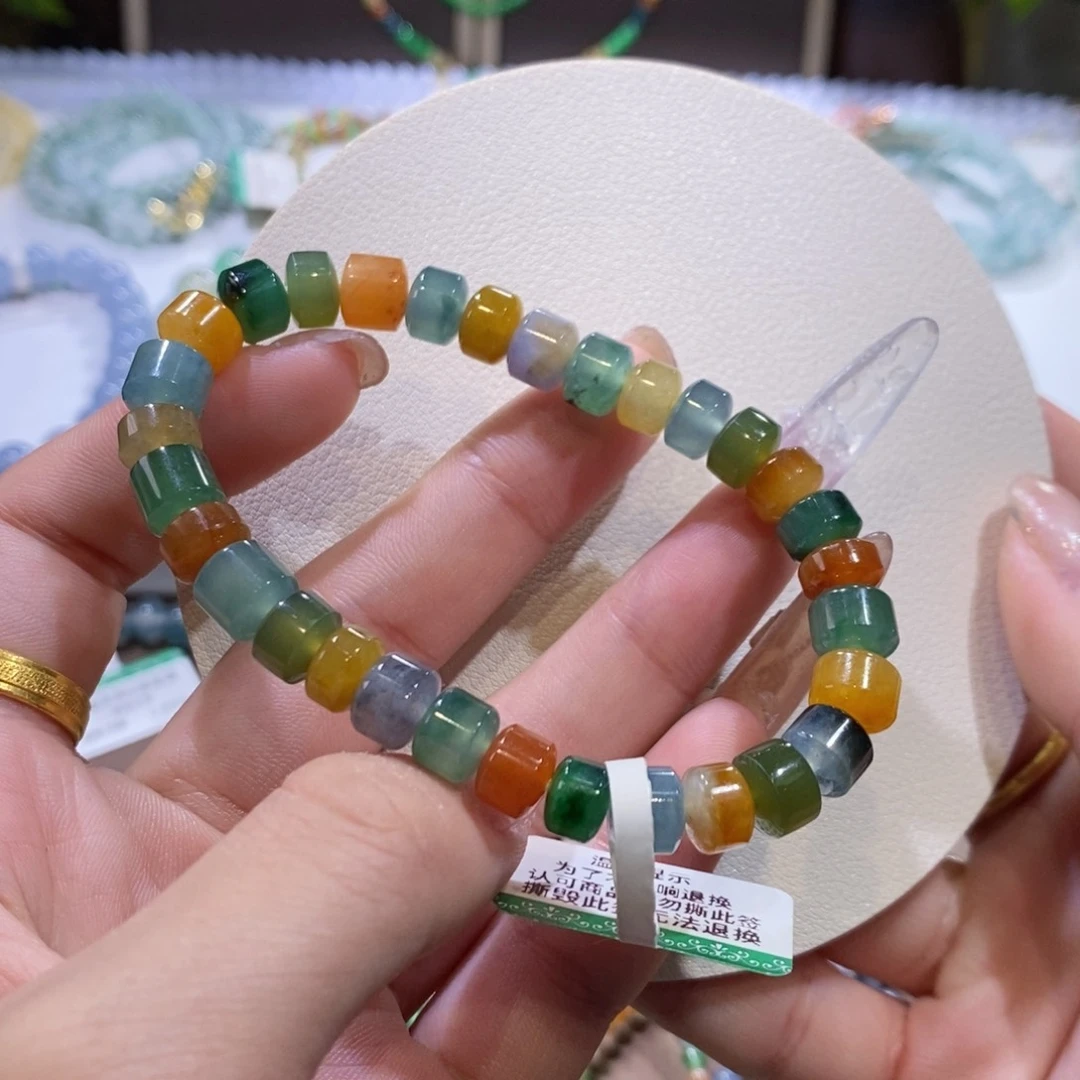 翡翠手链未镶嵌彩虹桶珠