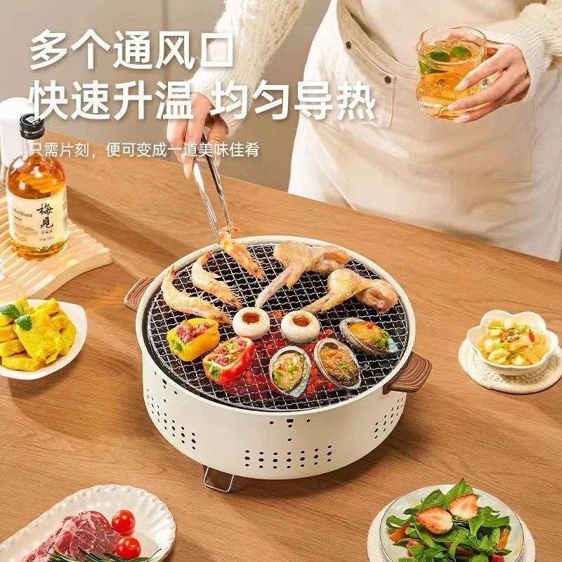 新款多功能围炉煮茶户外露营烧烤炉木炭小型便携碳烤茶炉套装批发