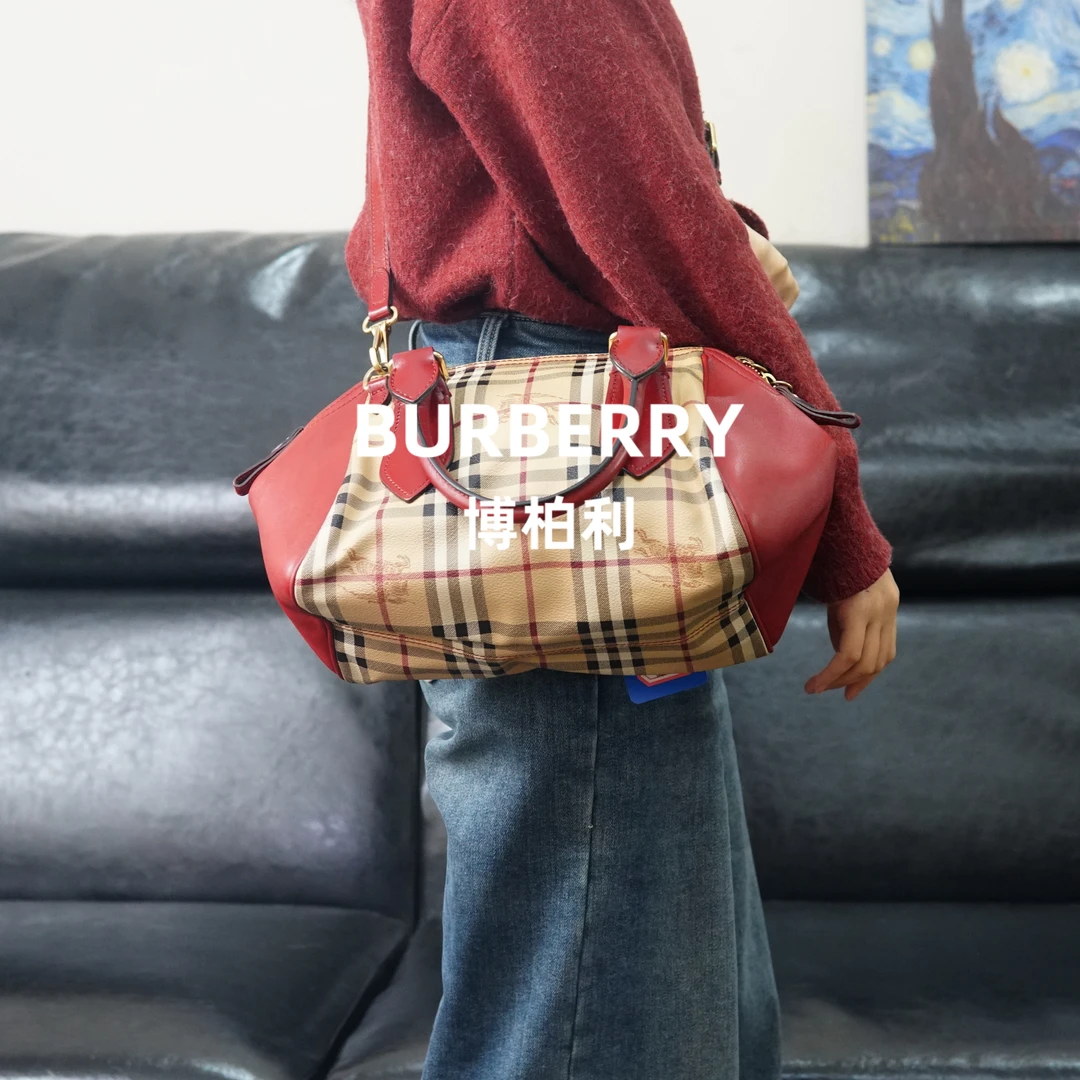 95新 BURBERRY/博柏利 巴宝莉/格纹斜挎包/XS12627518/7518