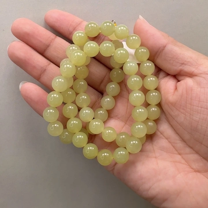 和田玉黄口珠链未镶嵌