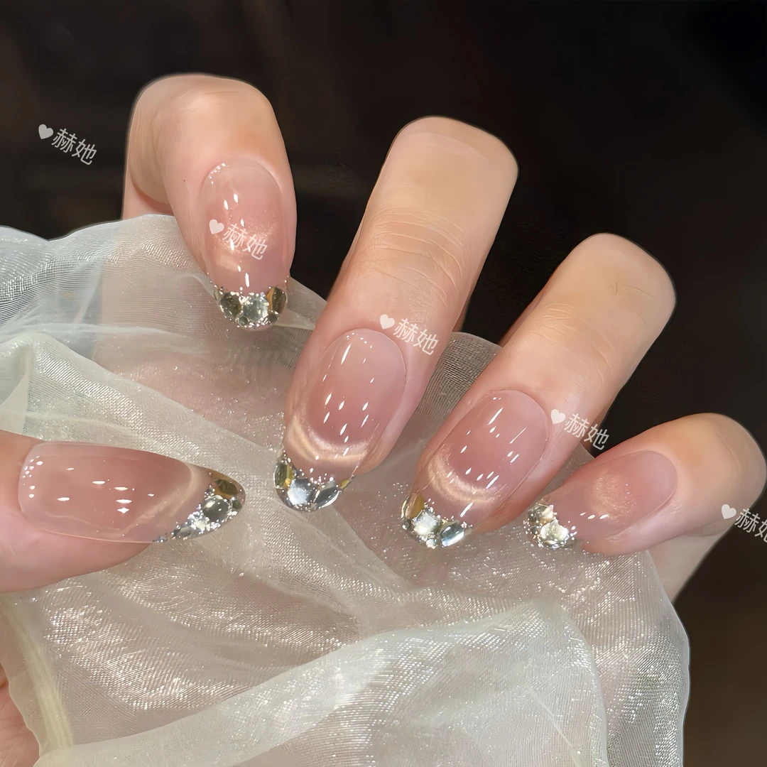 【天境】小席专享亮片法式氛围感温柔纯手工显白气质穿戴甲美甲