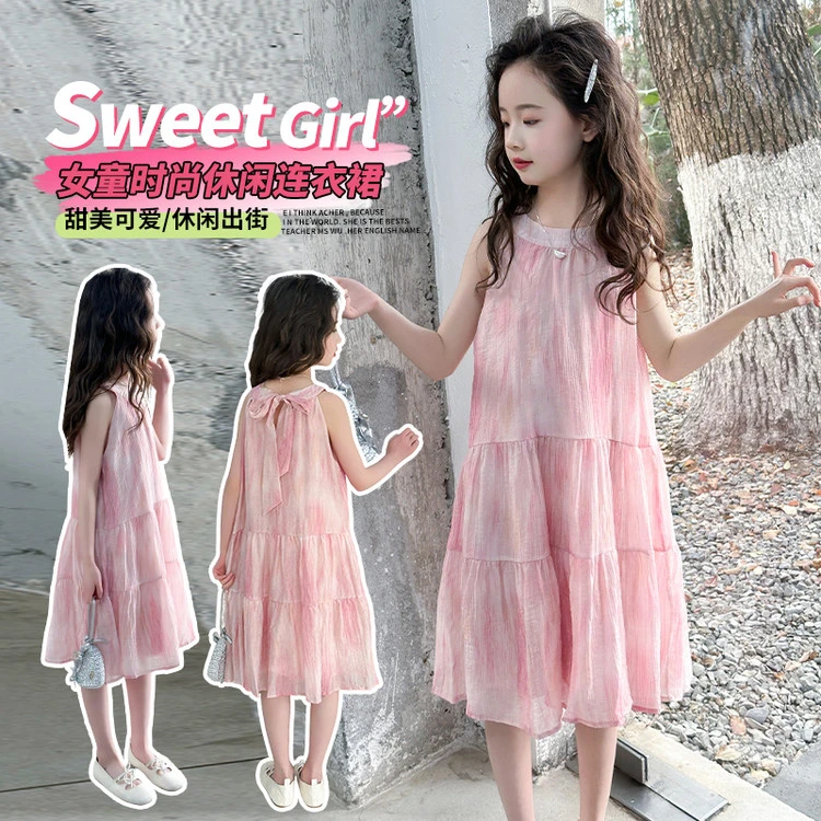 连衣裙夏装洋气宝宝裙子儿童韩版夏季纯色其他/other女童中大童