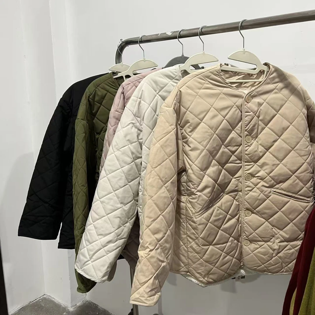 D424WT011解压奶奶棉服棉衣秋冬季加绒加厚时尚纯色外套