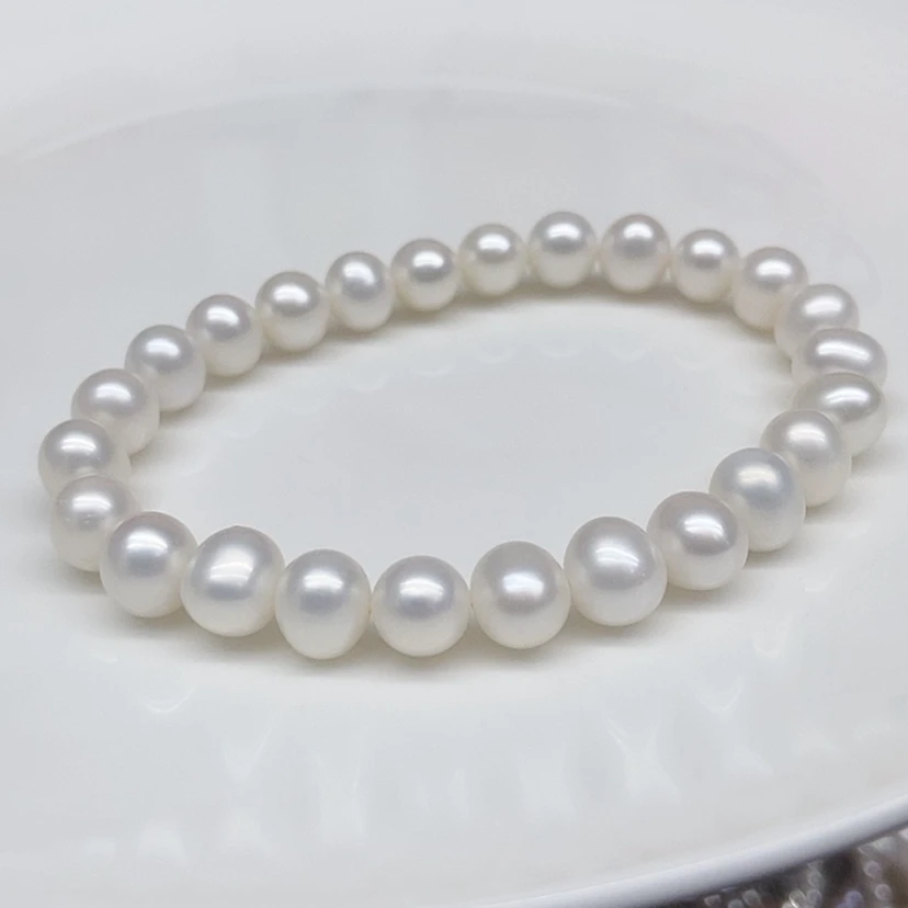 【闪购商品】银S925镶嵌手串淡水珍珠7毫米