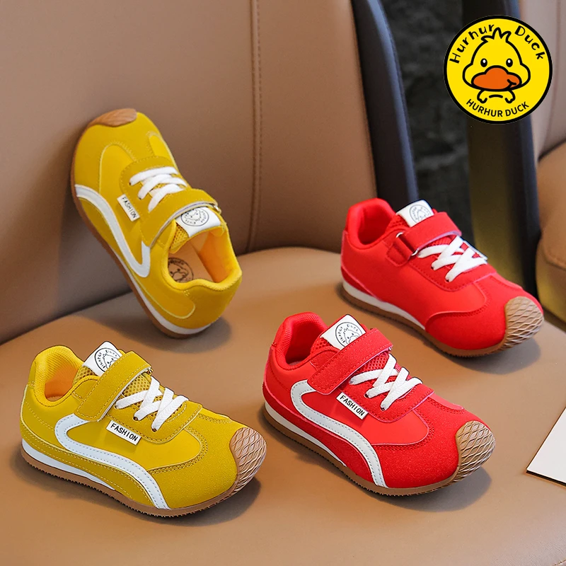 2025小黄鸭秋季新品儿童阿甘鞋中大童女孩软底防滑个性男童运动鞋