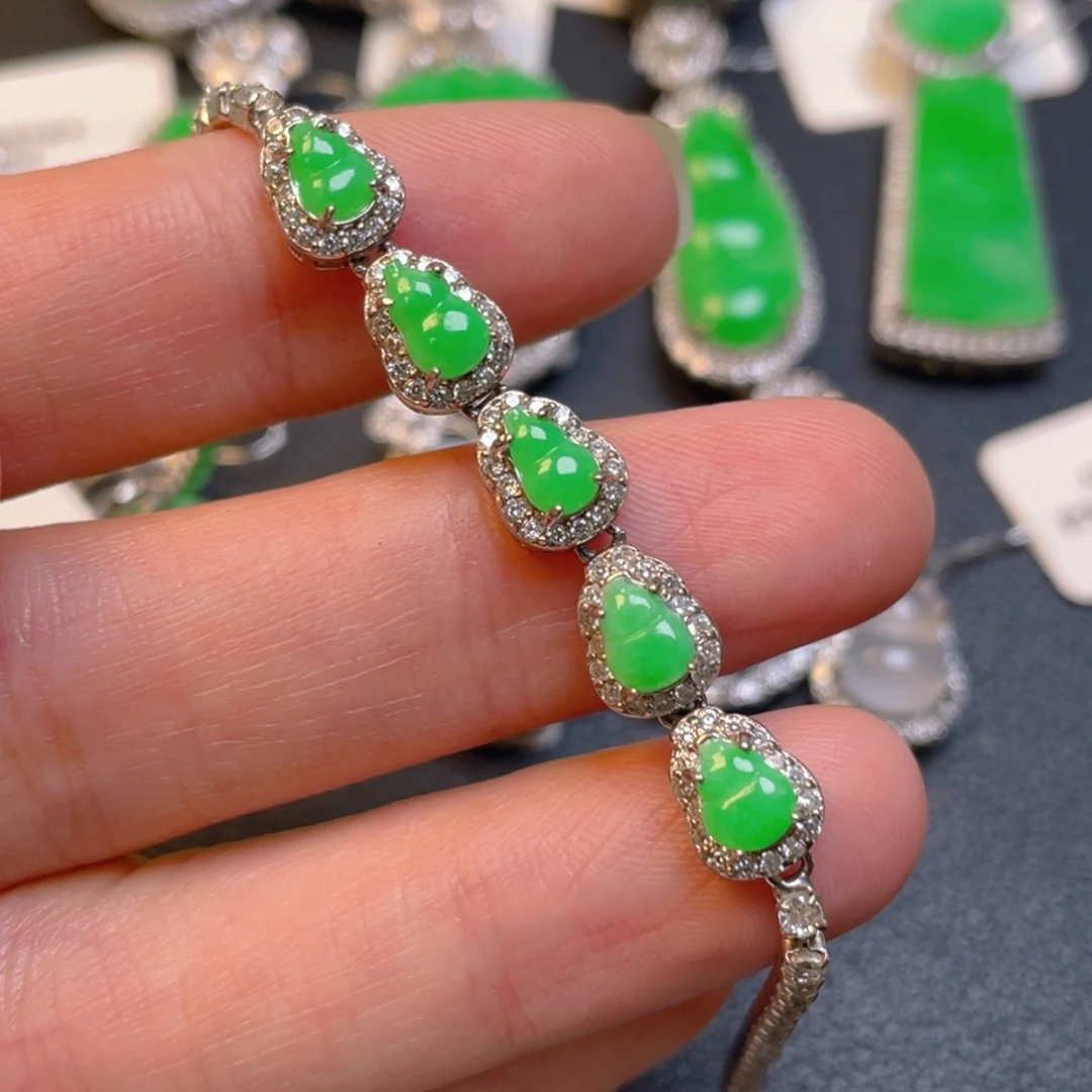 吊坠(不含链)银S925镶嵌翡翠手链