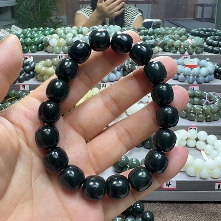 手链未镶嵌和田玉新疆黑青老型卡12