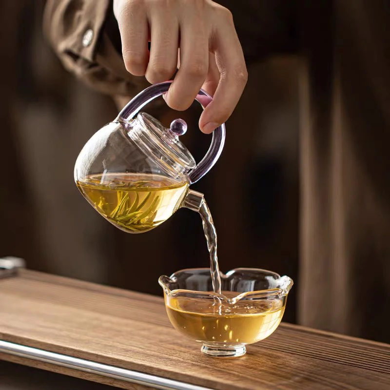 耐高温高硼硅玻璃功夫茶具提梁壶一壶一杯高颜值单人泡茶壶茶杯