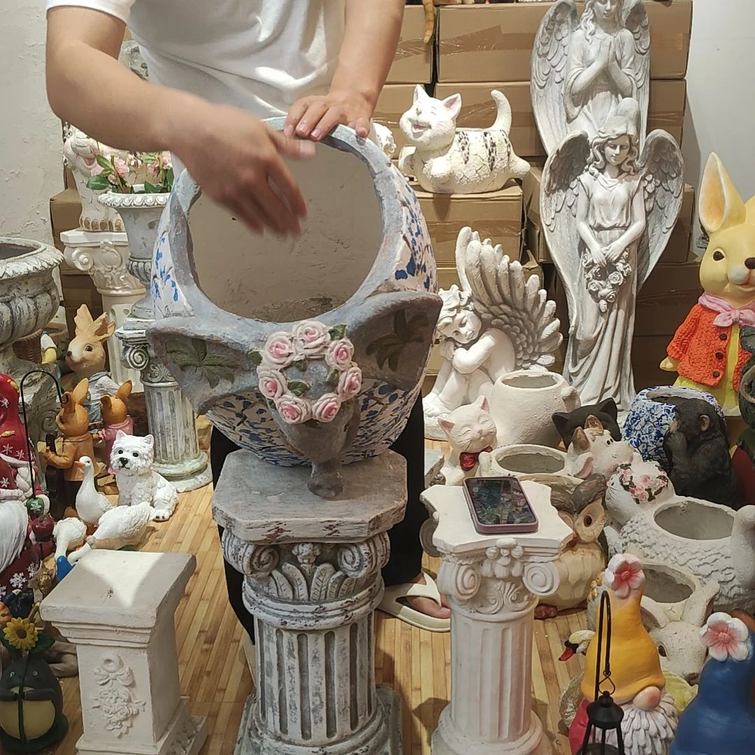 合成树脂青花大象一对
