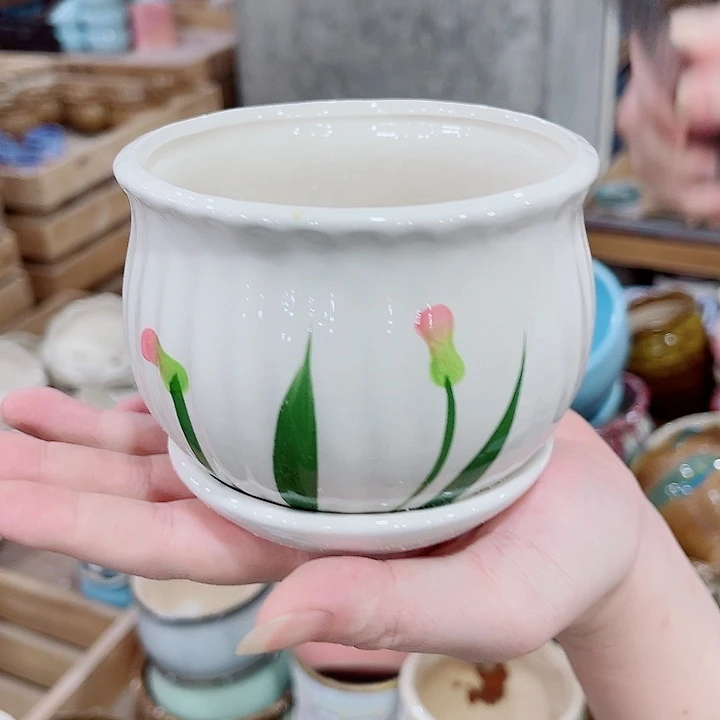 有孔，凑10元包邮陶瓷花盆发货！