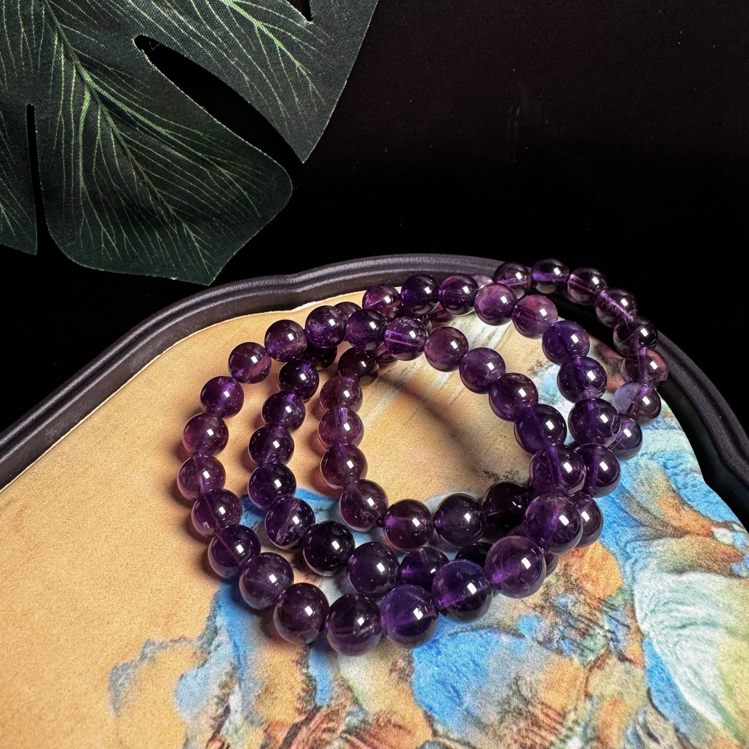 s18天然乌拉圭紫水晶单圈8-9mm手串 多样性发一件