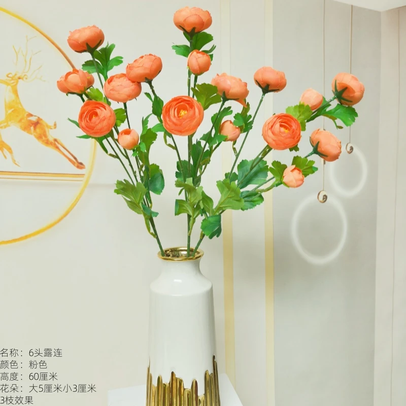 高品质中式6头露连茶玫心语玫瑰花茶花家居手工多色选欧式山茶花