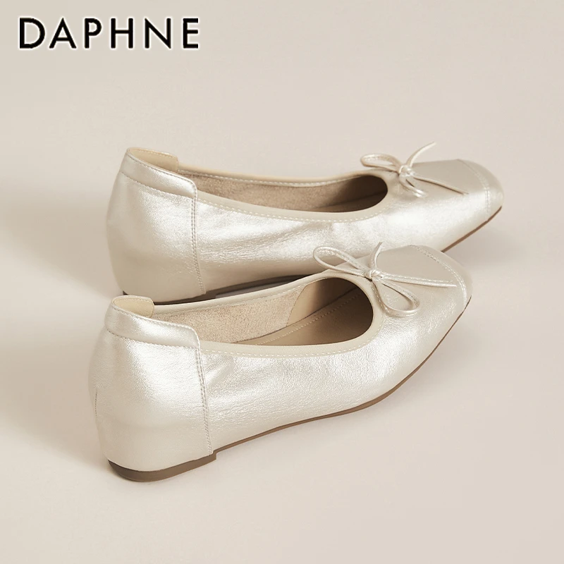 达芙妮软底蝴蝶结芭蕾舞鞋女2025夏季新款百搭休闲平底鞋浅口单鞋