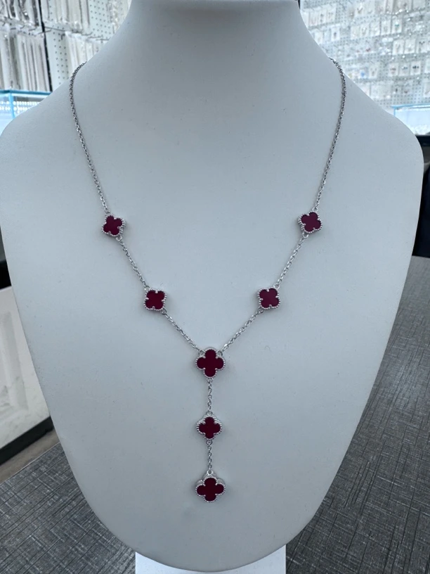 坠链均925银 女四叶草时尚镶嵌链子手工首饰珠宝90032