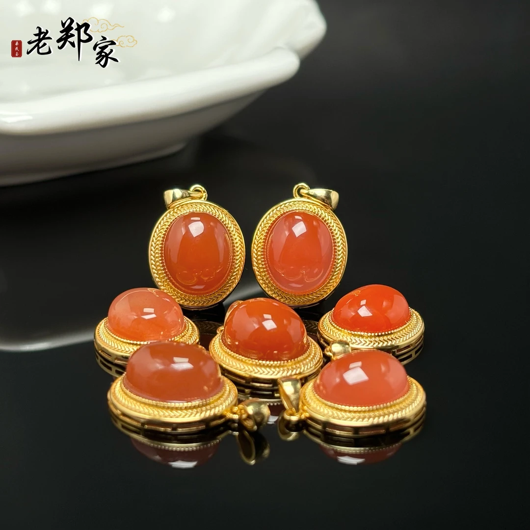 【老郑家】925银南红玛瑙吊坠 3623 多样性发一件 约13*11*8mm